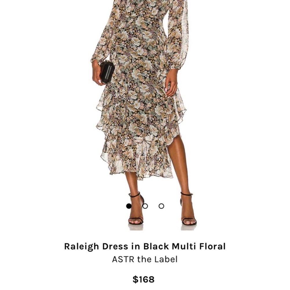 ASTR the Label Raleigh Black Multi Floral Tiered Midi Dress